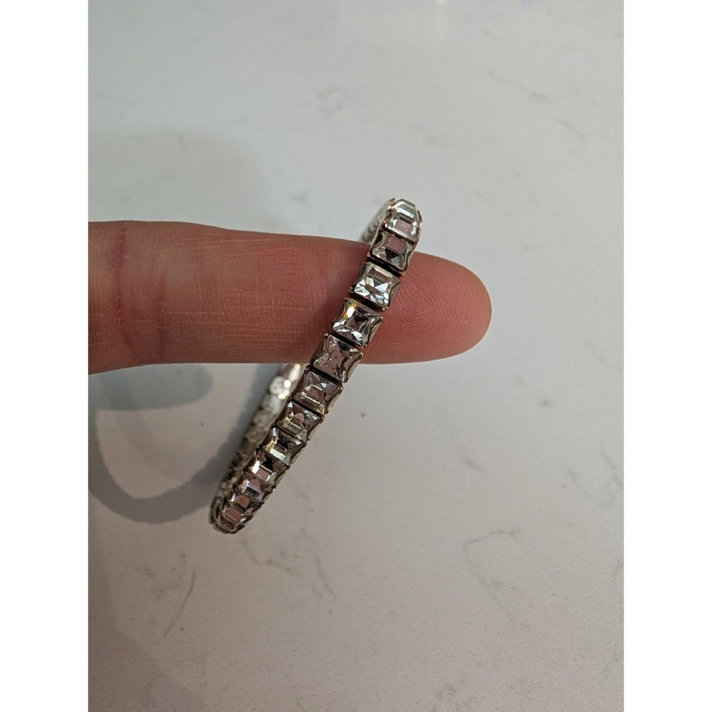 Swarovski Luxe Crystal Rhodium Plated Stretch Tennis Bracelet - Picture 3 of 3